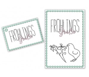 Stickdatei - Postkarte ITH Ostern "Frühlingsgrüße" Küken